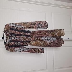 Davina Women's Long Sleeve Patchwork Print Dress XS